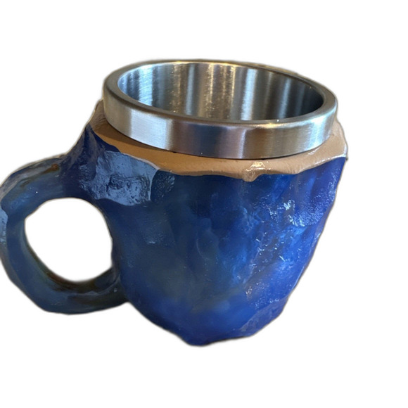 Unbranded Other - COPY - Mineral Crystal Coffee Mug - Blue Colored Resin Faux Rock